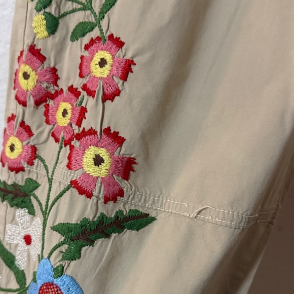 Johnny was Sz S Floral Embroidered Beige Pants y2k cargos - Picture 4 of 16